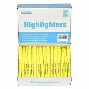 Highlighters, Chisel Tip, Fluorescent Yellow, 96 Count Classpack