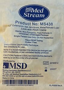 MedStream 12&#034; Extension Set, Minibore, Male/Female Luer Lock with Pinch Clamp