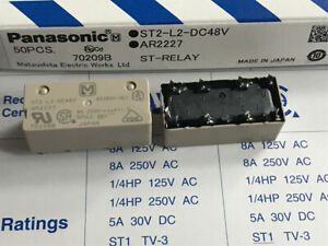 2Pcs Panasonic ST2-L2-DC48V AR2227 Power Relay 8 Pins 48VDC