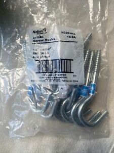 National Hardware Screw Hook Zinc Plated  3/8 x 4-7/8-In. N220-889 - 10-Pack