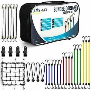 AXEMAX Bungee Cords 32 Pieces Assortment of Tarp Clips, Canopy Ties, Bungie Stra