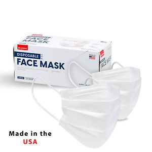 50 PCS White Face Mask Mouth &amp; Nose Protector Respirator Masks USA Seller