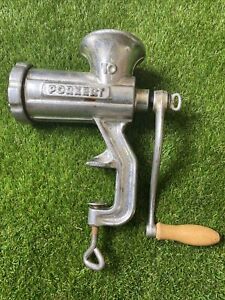 Porkert No. 10 Meat Grinder Mincer Counter Mounted Cast iron Hand Crank Chrome