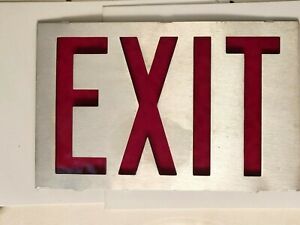 Vintage Brushed Aluminum Exit Sign Plate