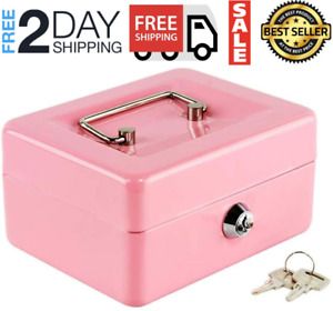 Cash Box with Money Tray,Small Safe Lock Box with Key,Cash Drawer