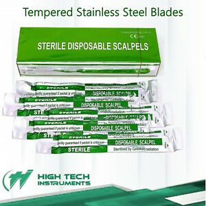 Disposable Scalpel Blades With Plastic Handle ( Box of 10 ) Sterile Surgical