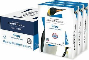 20 Lb Copy Paper, 8.5 x 11 - 3 Ream (1,500 Sheets) - 92 Bright