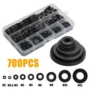 M2, M2.5, M3, M4,M5, M6, M8, M10, M12 black Nylon Flat Spacer Washer Assortment