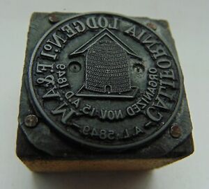 Printing Letterpress Printers Block California Lodge No 1 F.&amp;A.M.