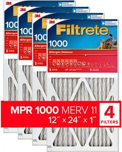 Filtrete 12x24x1, AC Furnace Air Filter, MPR 1000, Micro Allergen 12 x 24 x 1