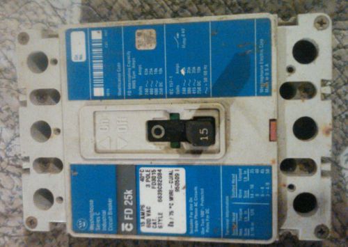 Westinghouse series c industrial circuit breaker fd3015 blue label nnb  600vac for sale
