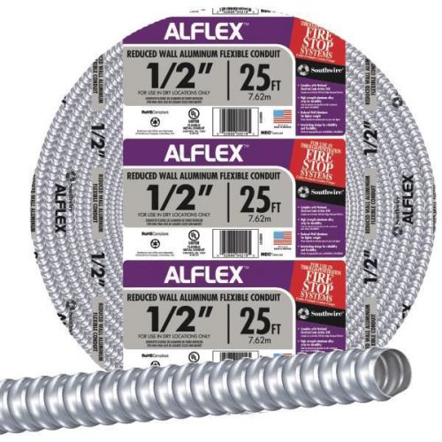 Southwire 55082121 Aluminum Flexible Conduit-25&#039; 1/2&#034; FLEX CONDUIT