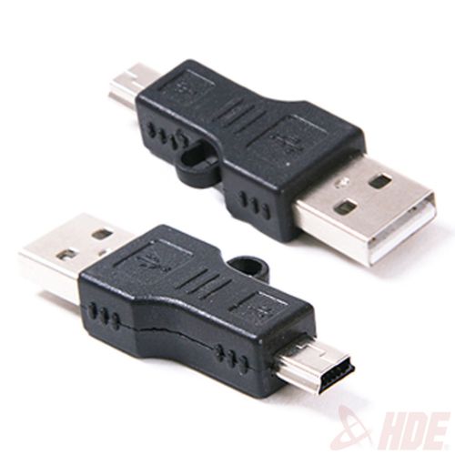 Black USB 2.0 Type A male to Mini USB 5-pin male adapter PC Cell Phone Converter