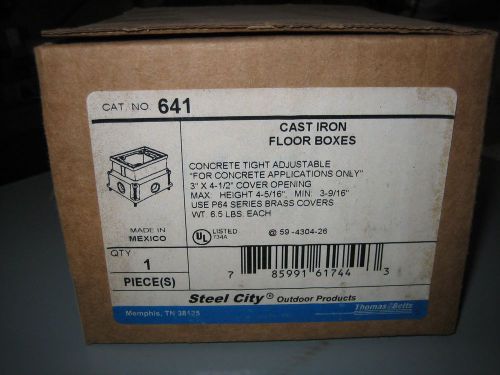 T&amp;b 641 cast iron 1 gang floor box with 3/4&#034; tapping for sale