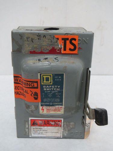 SQUARE D D-2221-N 7-1/2HP FUSIBLE 30A AMP 240V-AC 2P DISCONNECT SWITCH B278335