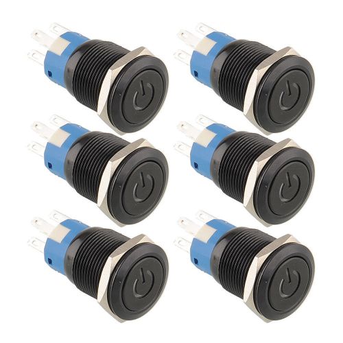 6pcs blue led character metal self latching locking push button 19mm car boat for sale
