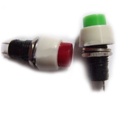 20pcs 2 Pin Momentary Push button Switch No Lock 1A 250V 10mm Mount Red Green