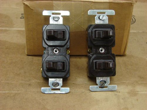 Double 3-way switch stacked brown 120-277v 15amp combination w/gnd new for sale