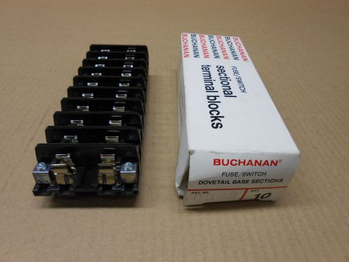 10 NIB BUCHANAN 0362 FUSE SWITCH TERMINAL BLOCK DOVETAIL BASE 600V 30A BOX OF 10