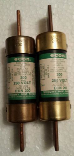 (2) ECON ECN-200 200 AMP 250V OR LESS TIME DELAY DUAL ELEMENT CLASS K9 FUSE