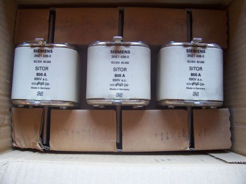 Lot of 3 NEW Siemens 3NE1 438-0 SITOR 800A 690V Fuse Link - NEW