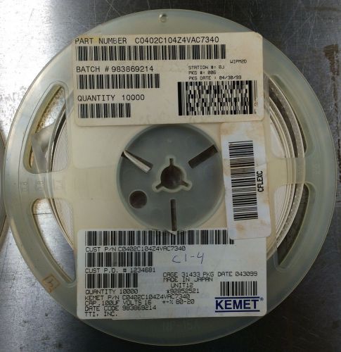 Ceramic Capacitors reel 0.1uF. Kemet 16V 20%