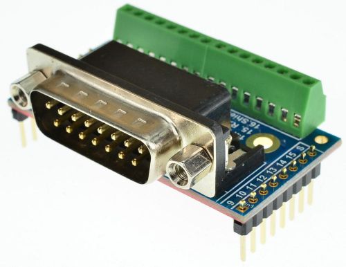 DB15 Male Breakout Board, adapter, D-Sub 15pin, (Male)  eLabGuy D15-M-BO-V1A