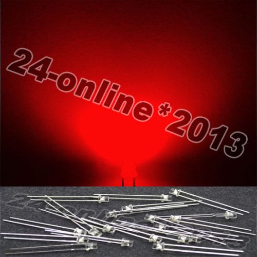 1000pcs 3mm red flat top 2pin waterclear wide angle plug-in led lamp beads diy for sale