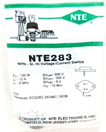 NTE NTE283 NPN-Si, HI VOLTAGE / CURRENT SWITCH T03 ECG283 SK3467 GE36