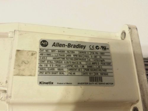 Allen bradley mpf-b4530k-mj72ba kinetix 460v ac 3.2hp 3ph servo motor d399057 for sale