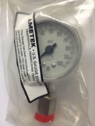 NEW Ametek US Gauge 2” Pressure Gauge 100 PSI 1/4&#034; Bottom VCR Semiconductor 1535