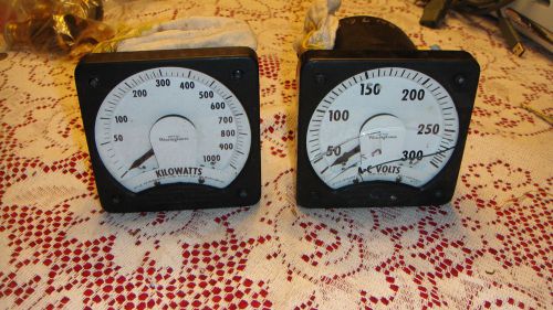 Westinghouse Kilowatts AC Volts set of 2 gauges KX KA 241 NOS