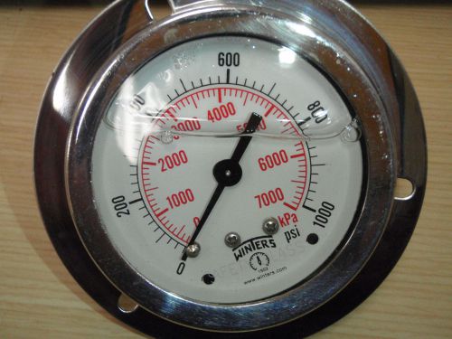 WINTERS Pressure Gauge, 2-1/2&#034;, 0-1000 psi, 0-7000 kPa, 1/4&#034; Tube Stub !58D!