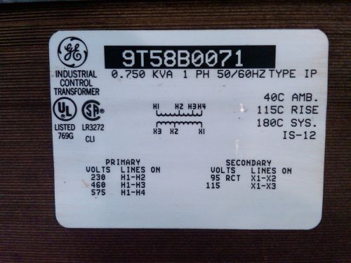 GENERAL ELECTRIC 9T58B0071 TRANSFORMER NEW NOT IN BOX