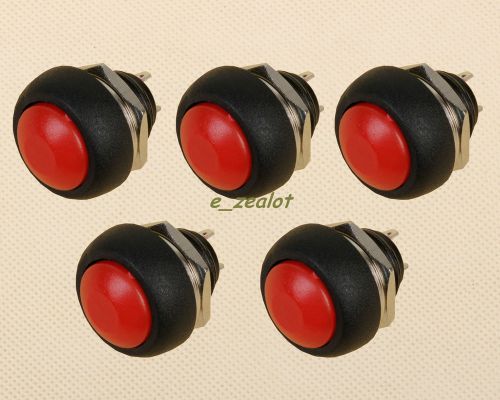 5PCS Red 12mm Mini Round Waterproof Lockless momentary Push button Switch Perfec