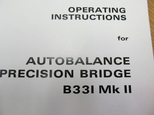 Wayne kerr b331 mk ii  autobalance precision bridge operating instructions (mini for sale