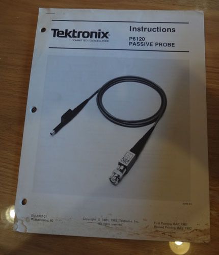P6120 Passive Probe Manual Tektronix Rev 5/82 Original