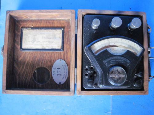 Antique Sinclair Refining Pipe Line Weston D.C. Volt-Ammeter In Wood Box U.S.A.