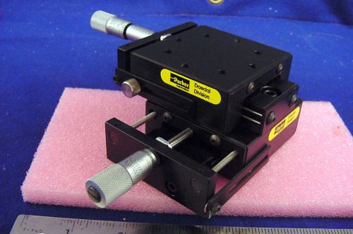 Excellent mini spring loaded x-y micrometer controlled stage from parker /daedel for sale