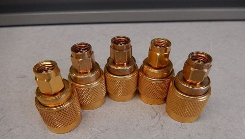 LOT OF 5 GOLD PLATED MIDISCO TNC -  SMA (M/M) ADAPTERS  847