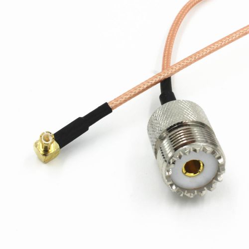 1 x UHF SO239 female jack to MCX male right angle RG316 pigtail RF cable 25CM