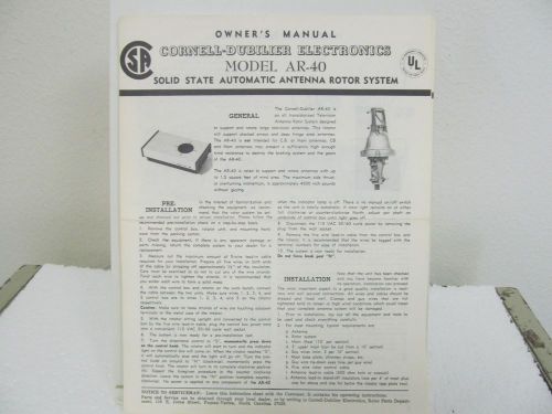 Cornell-Dubilier AR-40 Solid State Automatic Antenna Rotor System Owner&#039;s Manual