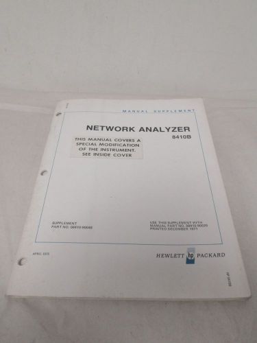 HEWLETT PACKARD NETWORK ANALYZER 8410B MANUAL SUPPLEMENT(A-62, A-79,85)