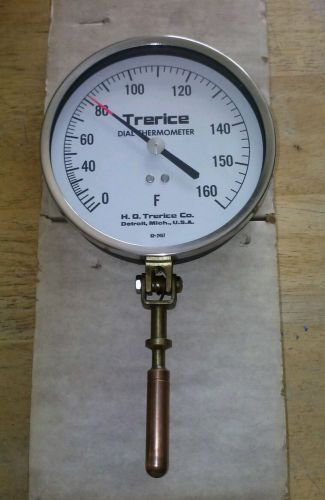 NEW TRERICE DIAL THERMOMETER 0-160°F ADJUSTABLE V80445 BULB D