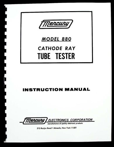 Mercury 880 cathode ray tube tester  instruction manual and tube data for sale