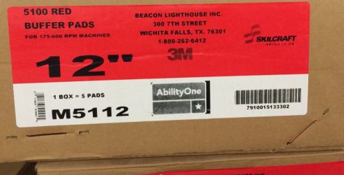 5100 Red Scrubing Pad 12&#034; 3M 5/per Box For 175-600 RPM Machines