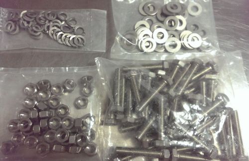 LOT OF 36 S.S.BOLTS M12 X 65MM HEX HEAD W/NUTS, FLAT N LOCK WASHER 2-1/2 in.LONG