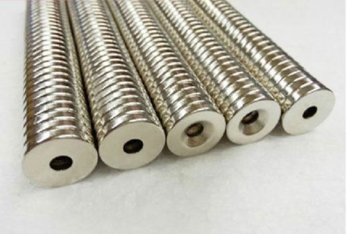 10pcs 15mm x 4mm Hole 4mm Strong N50 Round Neodymium Countersunk Ring Magnets