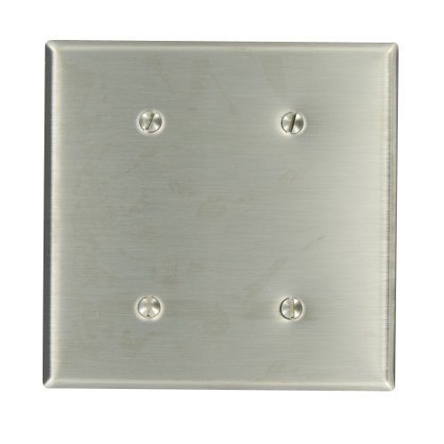 Leviton 84034-40 2-Gang No Device Blank Wallplate  Strap Mount  Stainless Steel