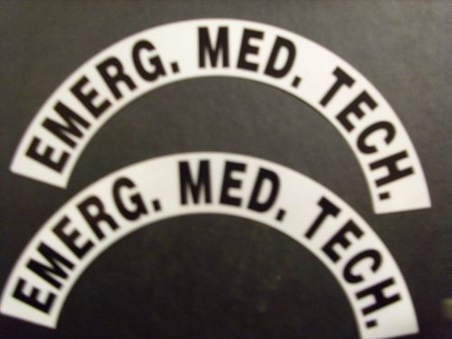 EMERG. MED. TECH. Fire Helmet OR hard hat  WHITE CRESCENTS REFLECTIVE Decal